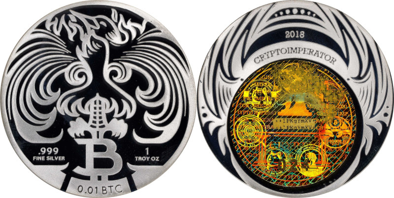 2018 Crypto Imperator "Phoenix" 0.01 Bitcoin. Loaded. Firstbits 1PKgYmXV. Serial...