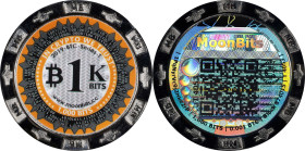 2019 MoonBits 1K Bits 0.001 Bitcoin. Loaded. Firstbits 1PqNyrV. Serial No. T4053. Silver-Finish Metal Alloy. MS-69 (PCGS).
 Loaded with 0.001 BTC. Wh...