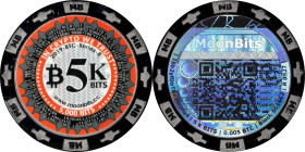 2019 MoonBits 5K Bits 0.005 Bitcoin. Loaded. Firstbits 16b2yfDo. Serial No. R0527. Titan Finish. Metal Alloy. MS-68 (ICG). 
Loaded with 0.005 BTC. Wh...