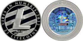 Pattern 2013 Lealana 25 Litecoin. Loaded. Firstbits LRLKyXc6. Serial No. 138. Red Address. Silver. Proof-69 Deep Cameo (PCGS).
Loaded with 25 LTC. Th...