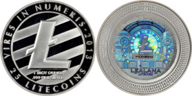 2013 Lealana 25 Litecoin. Loaded. Firstbits LXtBNysz. Black Address, Non-Serialized. Silver. MS-67 (ANACS).
Loaded with 25 LTC. This Black Address, N...
