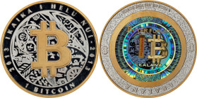 Unfunded Pattern 2013 Lealana "Gold B" 1 Bitcoin. Firstbits 1Cn9vsSo. Serial No. 138. Gold Hologram, Red Address. Silver. Proof-69 Deep Cameo (PCGS)....