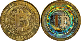 Unfunded Pattern 2013 Lealana 0.1 Bitcoin. Firstbits 1MKkgqM4. Serial No. 138. Gold Hologram, Red Address. Brass. MS-69 (PCGS).
Unfunded and non-load...