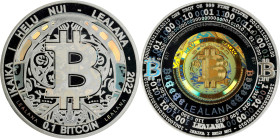 Unfunded 2022 Lealana "Bitcoin Dime" 0.1 Bitcoin. Buyer-Funded. Firstbits 1QE6mDEfQk. Serial No. 17. Rainbow Finish. 1oz .999 Fine Silver. Proof-69 De...