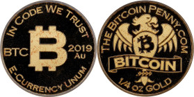 2019 Bitcoin Penny Co. Bitcoin-Themed Gold Token. Eagle Facing Right. 1/4oz .999 Fine Gold. MS-67 PL (ICG).
Unfunded and non-loaded. Just 100 were st...