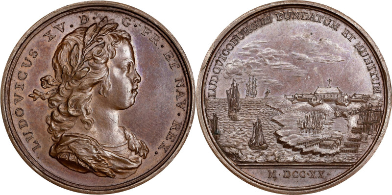 1720 Louisbourg Founded Medal. Betts-144. Copper, 41.2 mm. MS-63 BN (PCGS).
593...