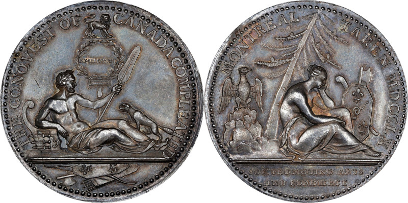 1760 Montreal Taken Medal. Betts-429. Silver, 40.1 mm. MS-61 (PCGS).
463.0 grai...