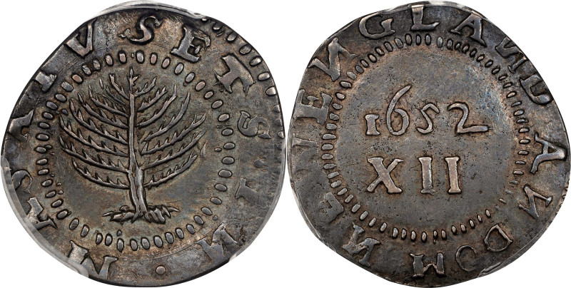 1652 Pine Tree Shilling. Large Planchet. Noe-11, Salmon 9-F, W-760. Rarity-4. No...