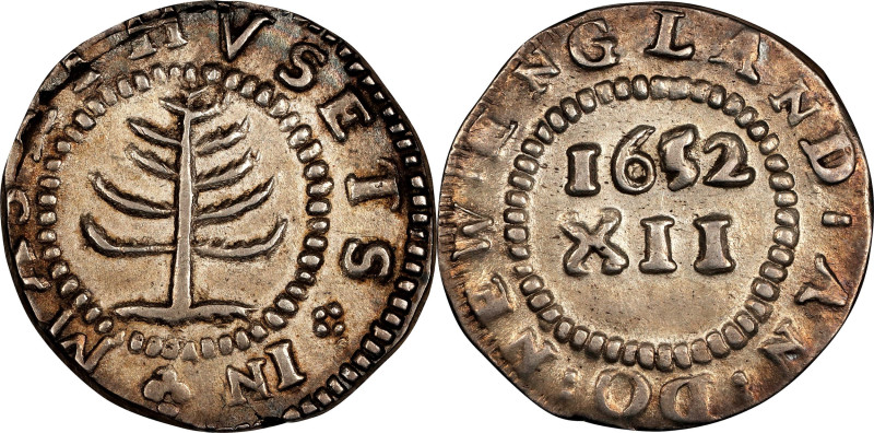 1652 Pine Tree Shilling. Small Planchet. Noe-29, Salmon 11-F, W-930. Rarity-3. M...