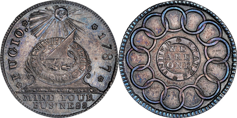 "1787" (ca. 1860) Fugio Cent. "New Haven Restrike". Newman 104-FF, W-17570. Rari...