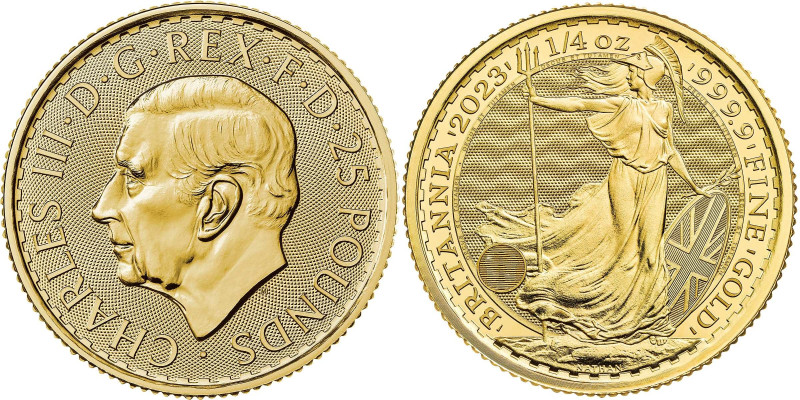 2023 Royal Succession Gold 1/4 Ounce Britannia, #6 Coin Struck Under King Charle...