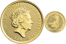 2023 Royal Succession Gold 1/4 Ounce Britannia, #4 to Last Coin Struck Under Queen Elizabeth II. Assay Master Signature Label. MS-68 (NGC).
#4 to Las...