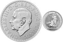 2023 Royal Succession Silver 1 Ounce Britannia, #2 Coin Struck Under King Charles III. Assay Master Signature Label. MS-69 (NGC).
#2 Silver 1 Ounce B...