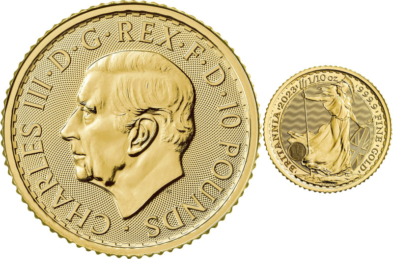 2023 Royal Succession Gold 1/10 Ounce Britannia, the VERY FIRST Coin Struck Unde...