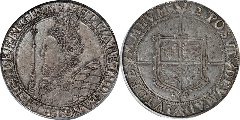 GREAT BRITAIN. Crown, "2" (1602). London Mint; mm: 2. Elizabeth I. PCGS AU-50.
...