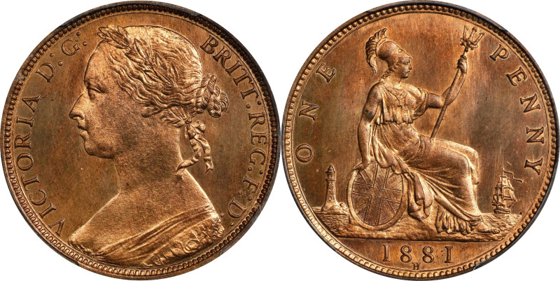 GREAT BRITAIN. Penny, 1881-H. Birmingham (Heaton) Mint. Victoria. PCGS SPECIMEN-...