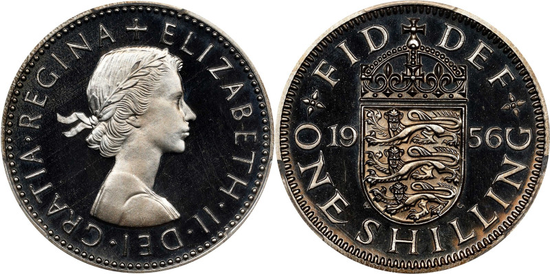 GREAT BRITAIN. Shilling, 1956. London Mint. Elizabeth II. PCGS PROOF-66 Deep Cam...