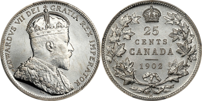 CANADA. 25 Cents, 1902-H. Birmingham (Heaton) Mint. Edward VII. PCGS SPECIMEN-68...