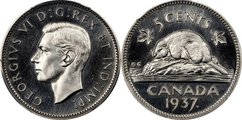 CANADA. 5 Cents, 1937. Ottawa Mint. George VI. PCGS SPECIMEN-66.
KM-33. Mirror ...