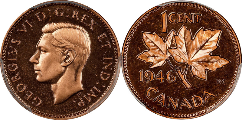 CANADA. Cent, 1946. Ottawa Mint. George VI. PCGS SPECIMEN-66 Red.
KM-32. Tied w...