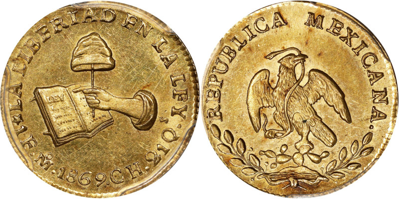 MEXICO. Escudo, 1869-Mo CH. Mexico City Mint. PCGS MS-62.
Fr-97; KM-379.5. Tied...