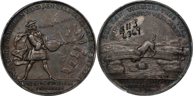 1720 John Law / Who Will Buy Shares Medal. Betts-118, Adams-18. Silver. AU-50 (P...