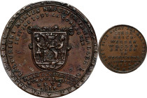 1720 John Law / Tralalara Medal. Betts-137, Adams-13. Copper. AU-55 (PCGS).
26.7 mm. One of the most fascinating and important of the John Law medals...