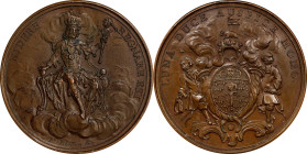 Undated (ca. 1720?) Regiment de la Calotte Medal. Betts-Unlisted, Adams S-3. Bronze. MS-63 BN (NGC).
44 mm. Long associated with John Law by numismat...