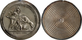 "1776" (1976) Libertas Americana Medal. Modern Paris Mint Reverse Die Trial. Silver. MS-62 (PCGS).
87 mm. A large and impressive die trial on an over...