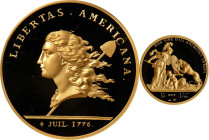 "1781" (2004) Libertas Americana Medal. Modern Paris Mint Dies. Gold. Proof-70 Deep Cameo (PCGS).
40 mm. 1.38 troy ounces, .999 fine. As struck and s...