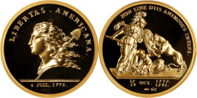 Lot of (2) "1781" (2014) Libertas Americana Medals. Modern Paris Mint Dies. Gold. Proof-70 Deep Cameo (PCGS).
34 mm. 1 ounce each, .999 fine, 2 ounce...