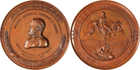 "1863" (ca. 1865) Major General Ulysses. S. Grant Medal. Julian MI-29. Bronze. Mint State.
103 mm. A second Mint State example of this classic milita...
