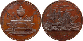"1813" Lieutenant William Burrows / USS Enterprise vs. HMS Boxer Naval Medal. Julian NA-7. Bronzed Copper. About Uncirculated.
65 mm. Rich mahogany-b...