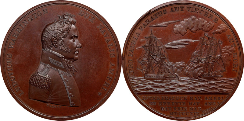 "1814" Captain Lewis Warrington / USS Peacock vs. HMS Epervier Naval Medal. Juli...