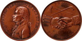 "1801" (ca. 1860s?) Thomas Jefferson Indian Peace Medal. Bronze. Third Size. Julian IP-4, Prucha-39. First Reverse. MS-62 BN (NGC).
52 mm. Deep, rich...