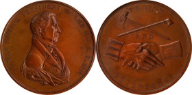 "1817" James Monroe Indian Peace Medal. Bronze. First Size. Julian IP-8, Prucha-41. First Reverse. MS-64 BN (NGC).
76 mm. With gentle marbling of lig...