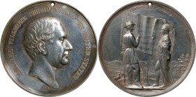 1850 Millard Fillmore Indian Peace Medal. Silver. Second Size. Julian IP-31, Prucha-48. About Uncirculated.
63.2 mm. 1250.3 grains. Pierced for suspe...