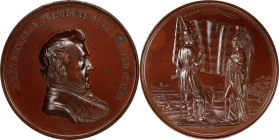 Display Pair of 1857 James Buchanan Indian Peace Medals. Bronze. First Size. Julian IP-36, Prucha-Unlisted. "Second" Reverse. With Original Case and D...