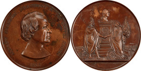 Display Pair of 1865 Andrew Johnson Indian Peace Medals. Bronze. Second Size. Julian IP-41, Prucha-52, Musante GW-771, Baker-173W. With Original Case ...