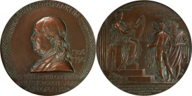 1906 Benjamin Franklin Birth Bicentennial Medal. By Augustus and Louis Saint-Gaudens. Greenslet GM-118. Rarity-4. Bronze. TIFFANY & CO. Edge. MS-67 BN...