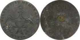 1789 Memorable Era Button. Cobb-4, Albert WI-1A, DeWitt-GW 1789-4, Baker-1010. Brass. Extremely Fine.
34 mm. 6.19 grams. Shank missing. An exceptiona...