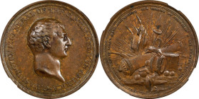 Undated (ca. 1777) Voltaire Medal. Musante GW-1, Baker-78B. Bronze. AU-50 (NGC).
40 mm. With subtle marbling to medium brown and sandy-gold patina. T...