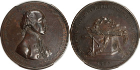 "1797" (ca. 1816) Halliday Medal. Musante GW-57, Baker-70C. Bronze. Plain Rims. Specimen-60 (PCGS).
54 mm. A handsome, fully original example, both s...