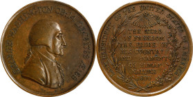1800 Hero of Freedom Medal. Musante GW-81, Baker-79B. Bronze. AU-58 (PCGS).
38.3 mm. Medium brown, edge shows filing, diagonal and straight lines add...