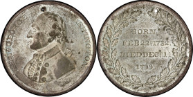 "1799" (ca. 1832) Stuart Portrait Medal. Musante GW-84, Baker-129. White Metal. Unc Details--Holed (PCGS).
44.3 mm. Pierced for suspension near 12 o'...