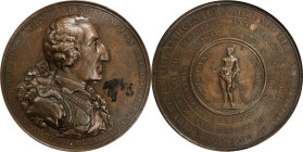 1805 Eccleston Medal. Musante GW-88, Baker-85. Bronze. Specimen. Unc Details--Corrosion Removed (PCGS).
76 mm. A handsome piece for the assigned grad...