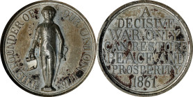 1861 The Founder of Our Union - A Decisive War Only Medal. Musante GW-431, Baker-282. White Metal. MS-62 (NGC).
25.4 mm. Light satiny pewter gray wit...