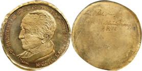 Undated H. Alvin Sharpe Medallion. Gold. Inscribed to Recipient 10/8/82. MS-64 (NGC).
47 mm, irregular. 45.21 grams. Obv: Bust of Sharpe left with pe...