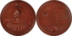 1867 Cyrus Field Atlantic Telegraph Cable Medal. Julian PE-10. Bronze. MS-65 BN (NGC).
102 mm. A desirable example of this rather colossal work of me...