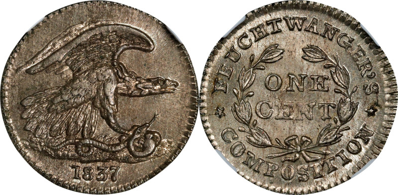 NEW YORK. New York. 1837 Feuchtwanger Cent. HT-268, Low-120, W-NY-480 Dies 6-I. ...